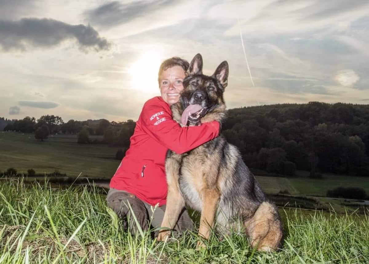 monique with a german shepherd dog